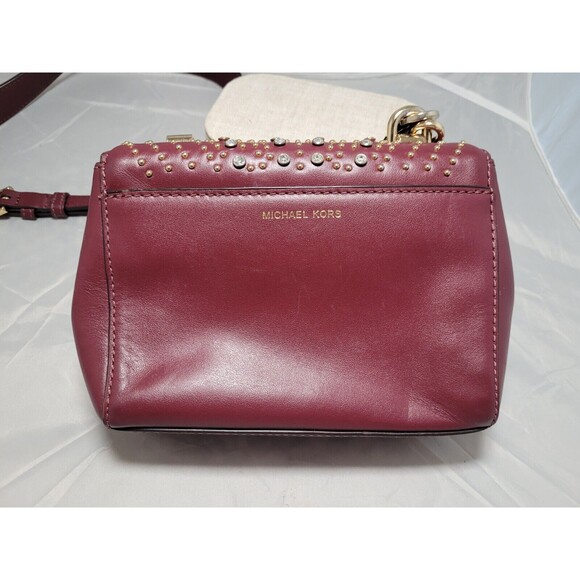 Michael Kors 32H8SF5C1U Ava Extra Small Studded Crossbody/Shoulder Bag in Maroon - Picture 5 of 8